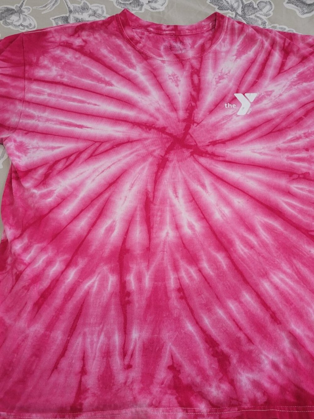 Hot Pink Tie-Died Cotton T Shirt YMCA logo XL